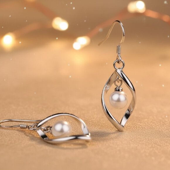 925 Sterling Silver & Freshwater Pearl Earrings, Women's Boho Dangle Earrings - Picture 5 of 7